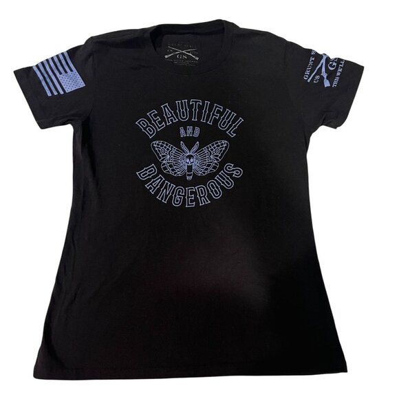 Grunt Style Womens "Beautiful And Dangerous" Black T-Shirt Large - Picture 1 of 7